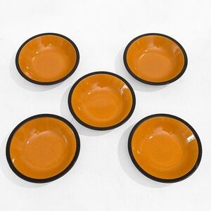 Mikasa Terra Stone Paprika Cereal Bowls Set of 5 Orange Black Japan 7.5 Inch